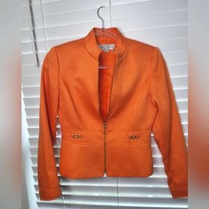 Tahari Fitted Orange Polyester Jacket